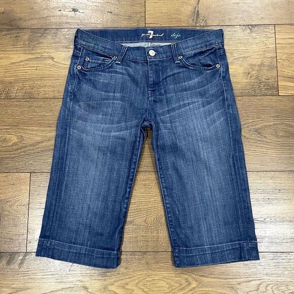 7 Seven For All Mankind Shorts Women 26 Dojo Low Rise Cropped Flare Bermuda Jean - Picture 1 of 12